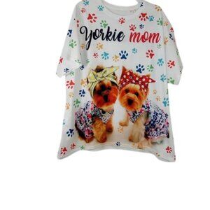 Unbranded Womens Yorkie Mom Graphic T-Shirt Tee White Multi Plus 2X